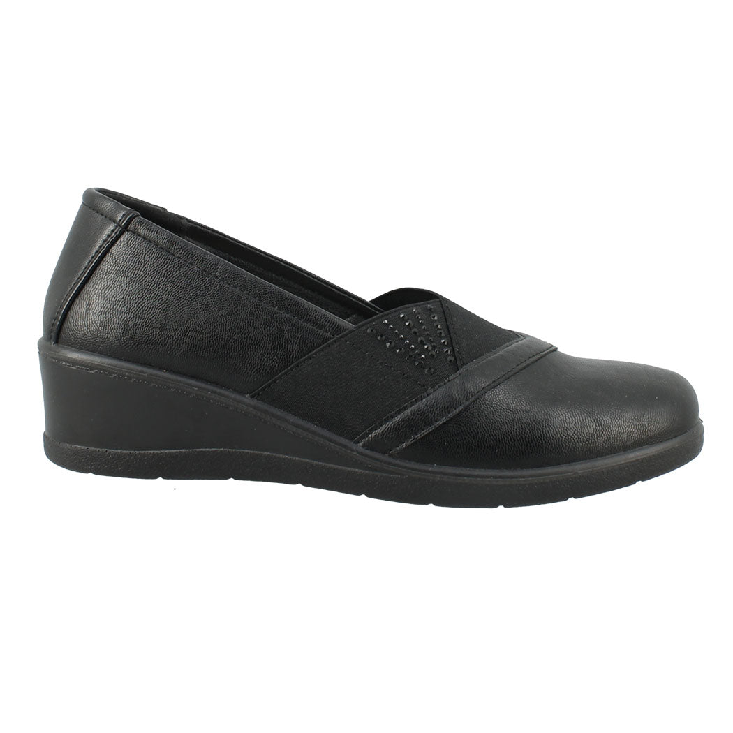 ANTRIN 28.EXPERT-195 Μαύρο Μοκασίνι Γυναικείο Με Λάστιχο