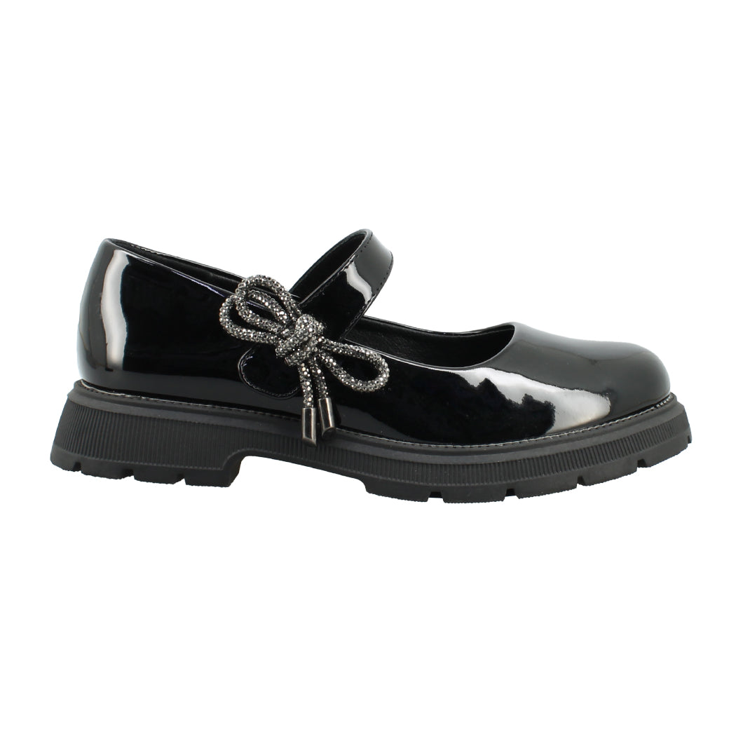IQKIDS 19.MARILISA-205 Mαύρο Loafer Για Κορίτσια Με Μπαρέτα