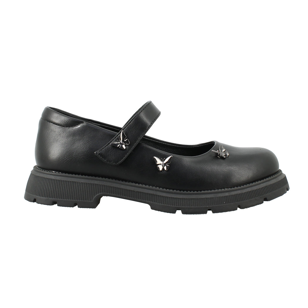IQKIDS 18.NOTA-205 Mαύρο Loafer Για Κορίτσια Με Μπαρέτα
