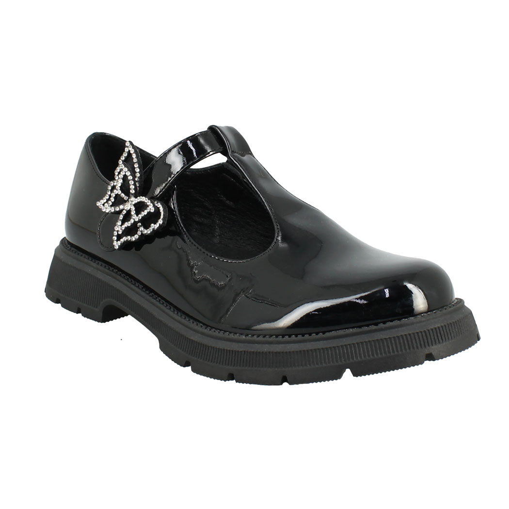 IQKIDS 19.ELPINIKI-195 Μαύρο Λουστρίνι Loafer Με Μπαρέτα