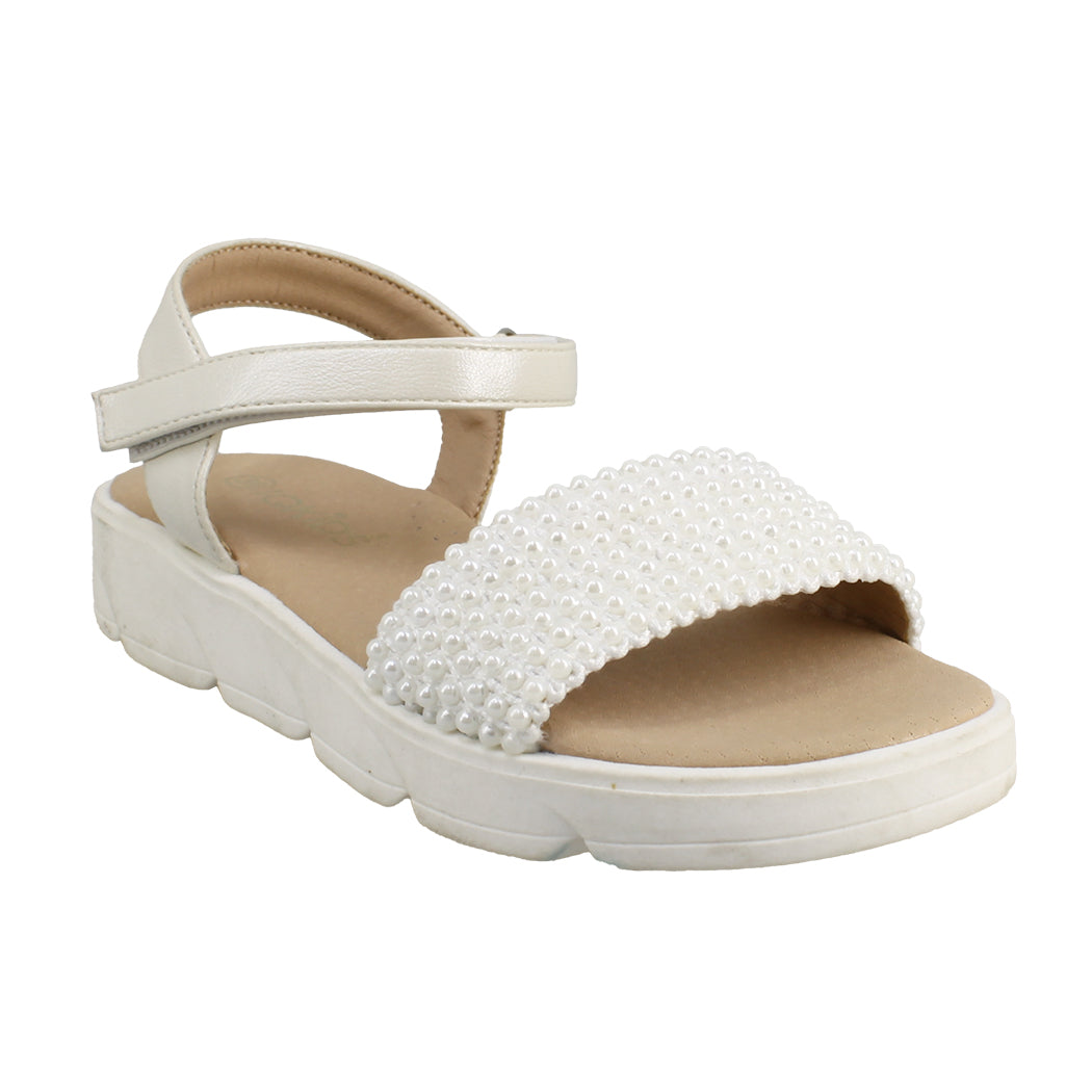 IQKIDS 19.PEARL-200 Λευκό Πέδιλο Για Κορίτσια Με Πέρλες