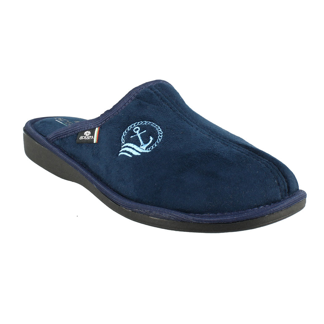 SPESITA 38.2541 Μπλε Βελόυδινη Ανδρική Παντόφλα