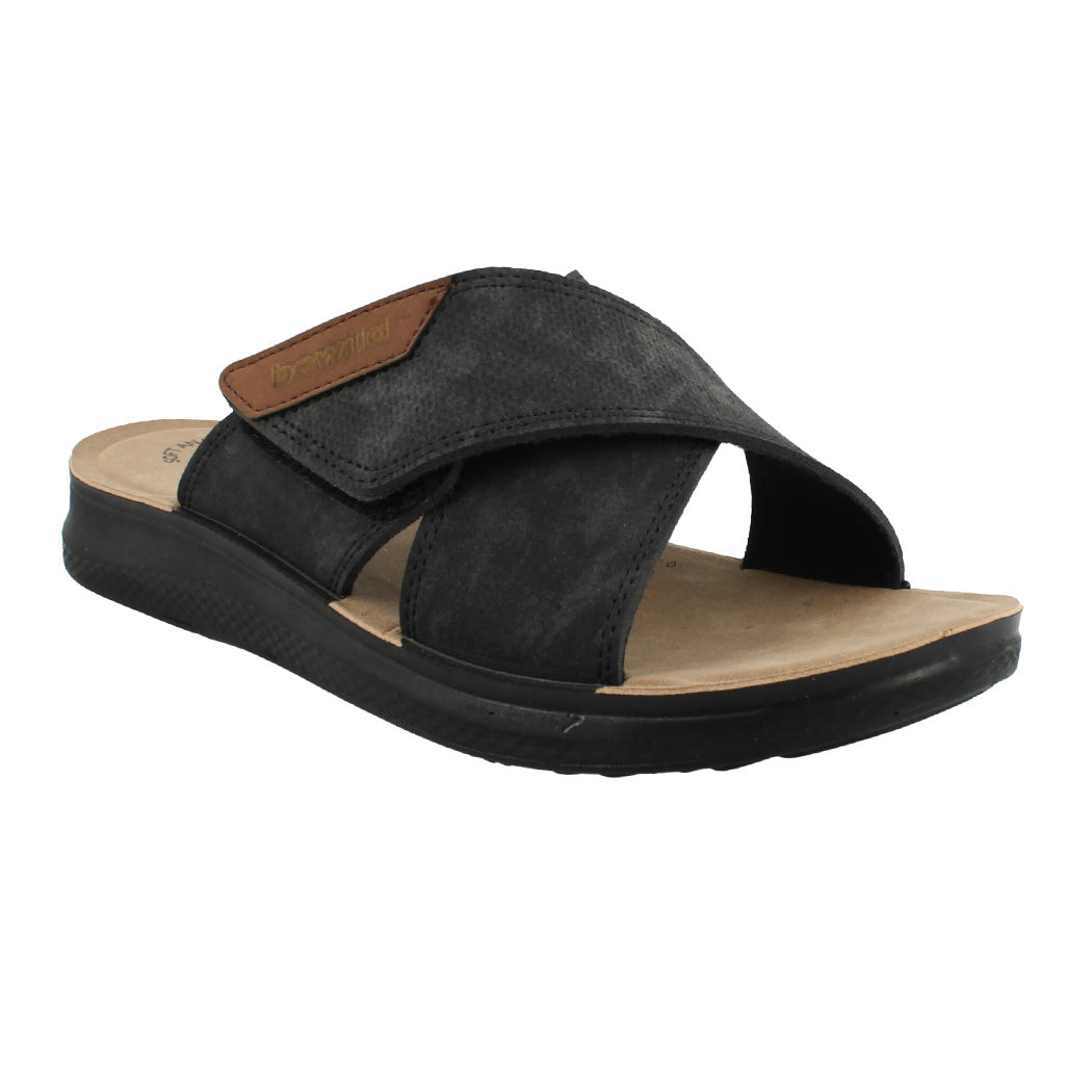 BEWILD 56.S698-4861 Μαύρη Ανδρική Παντόφλα Με Αυτοκόλητο