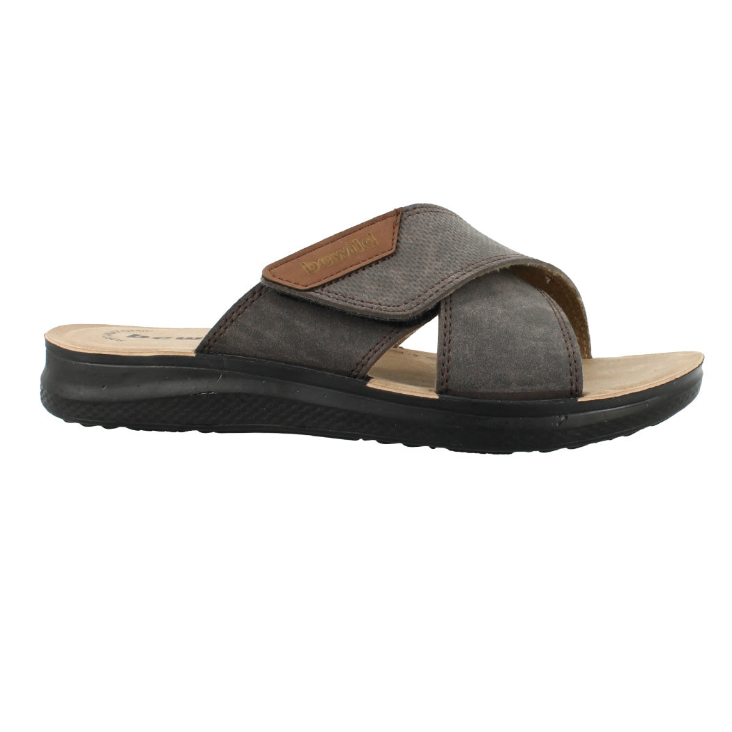 BEWILD 56.S698-4861 Καφέ Παντόφλα Ανδρική Με Αυτοκόλητο