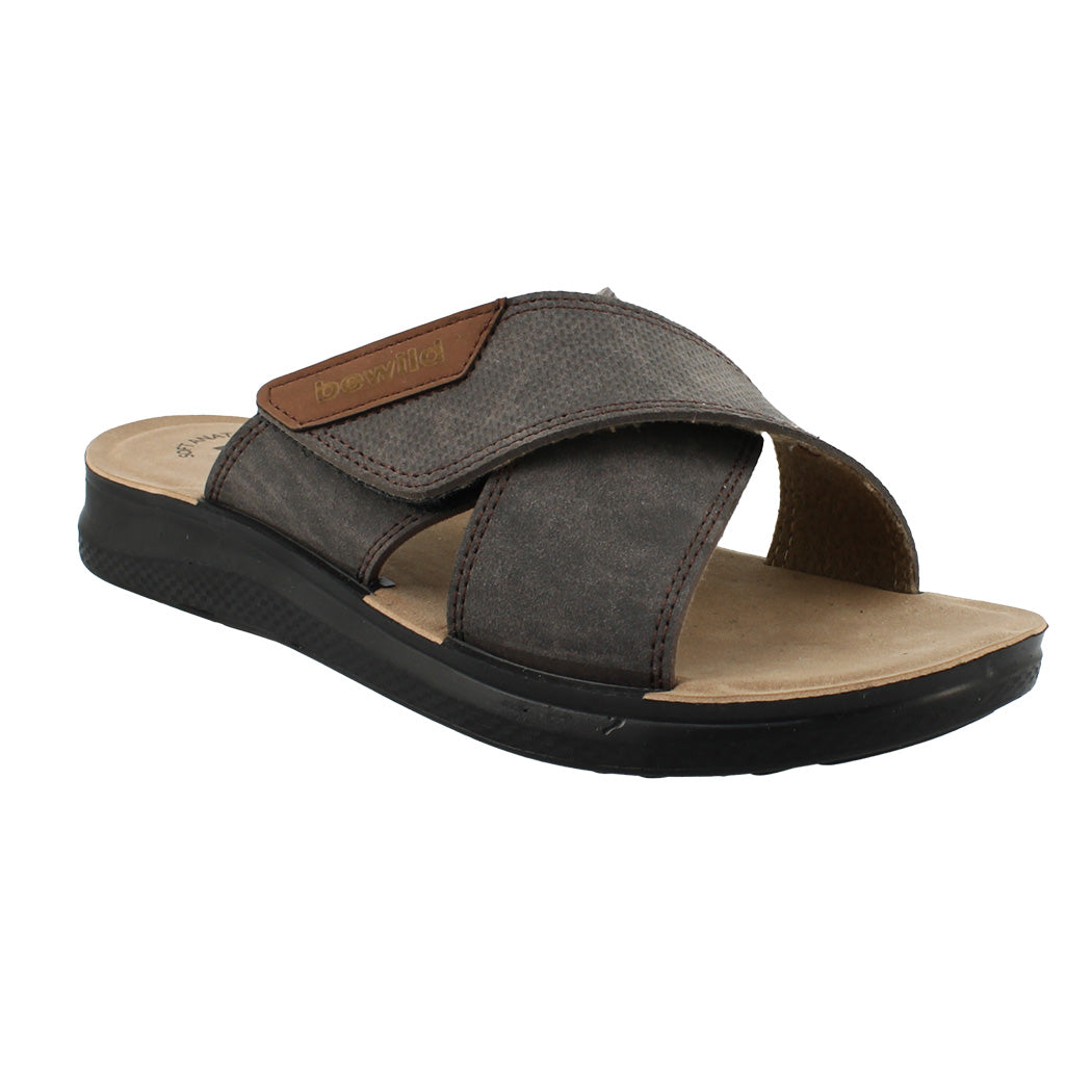 BEWILD 56.S698-4861 Καφέ Παντόφλα Ανδρική Με Αυτοκόλητο