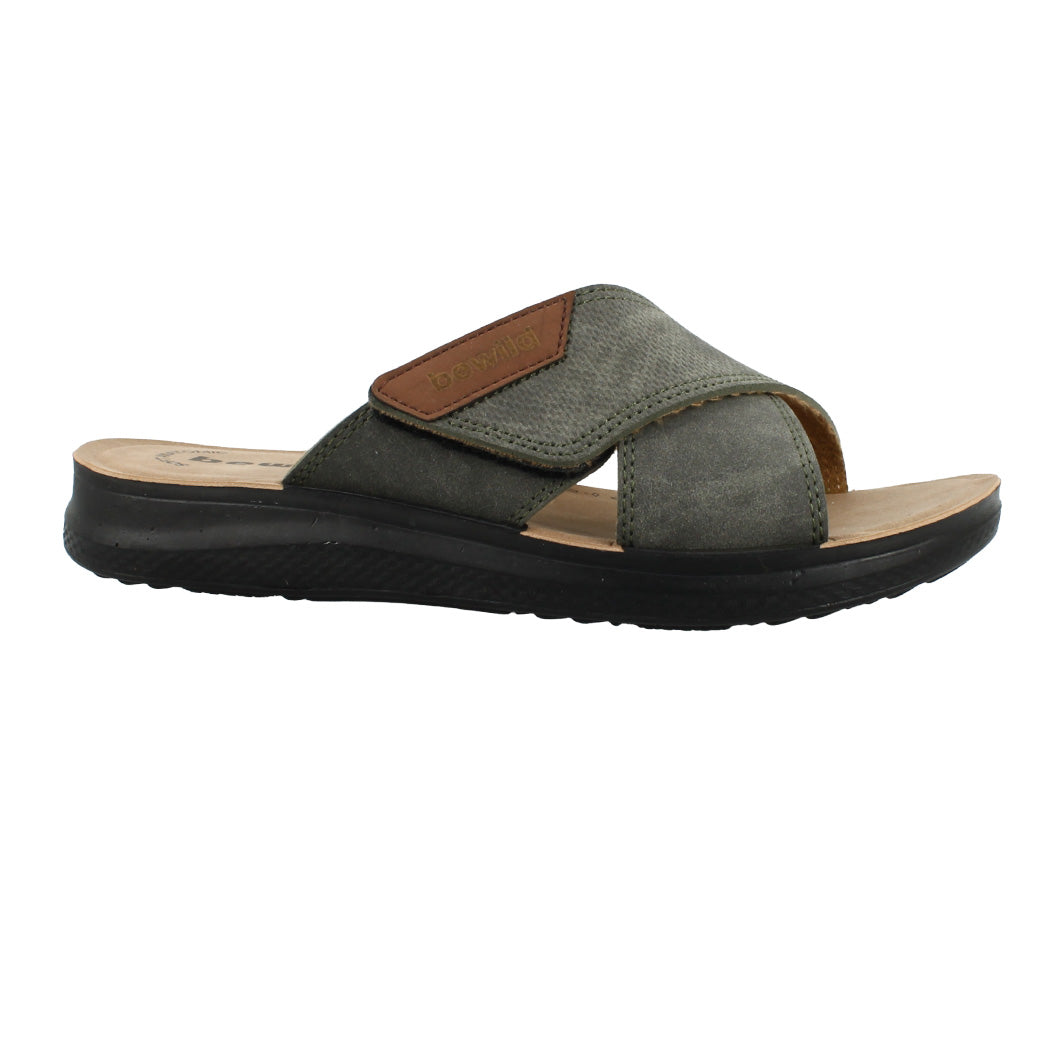 BEWILD 56.S698-4861 Χακί Ανδρική Παντόφλα Με Αυτοκόλητο