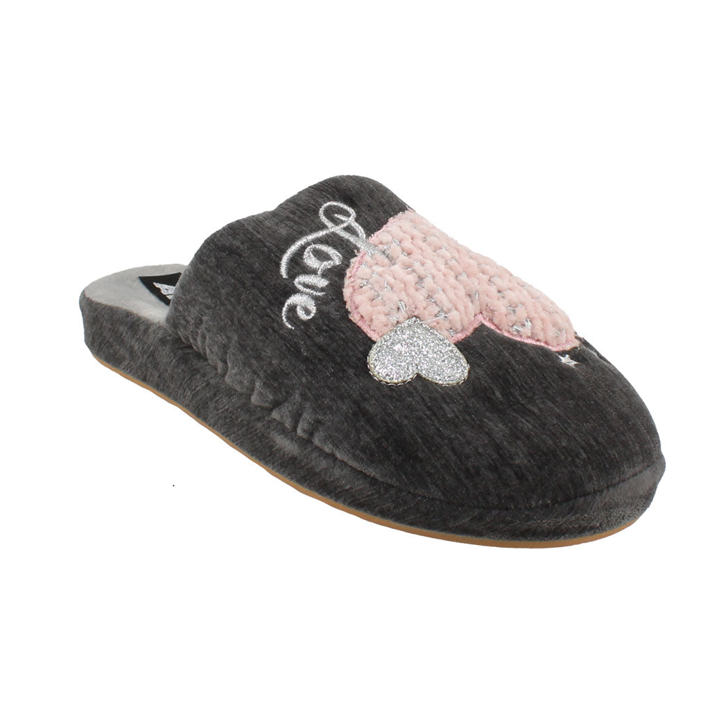 ANTRIN 49.DS-32931 Γκρι Ανατομική Παντόφλα Γυναικεία Με Καρδιές