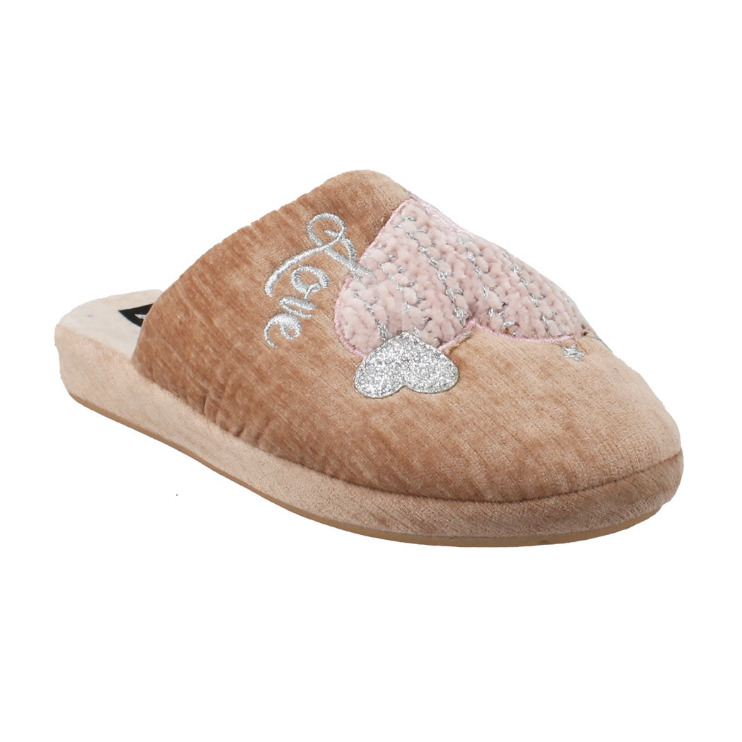 ANTRIN 49.DS-32931 Μπεζ Ανατομική Παντόφλα Γυναικεία Με Καρδιές