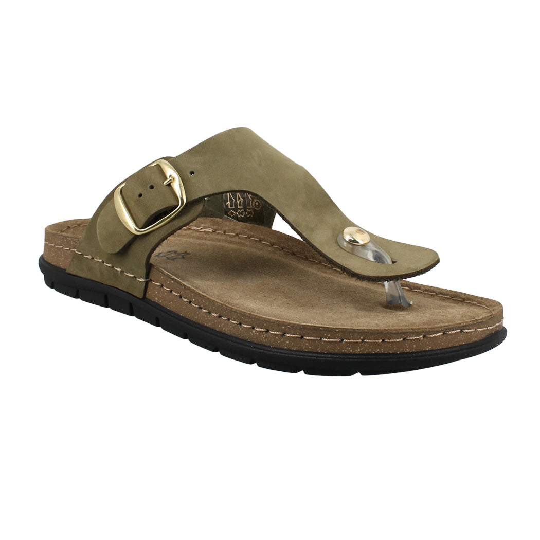 SUNNY SANDALS 51.SIENNA-50301 Λαδί Δερμάτινη Σαγιονάρα Unisex