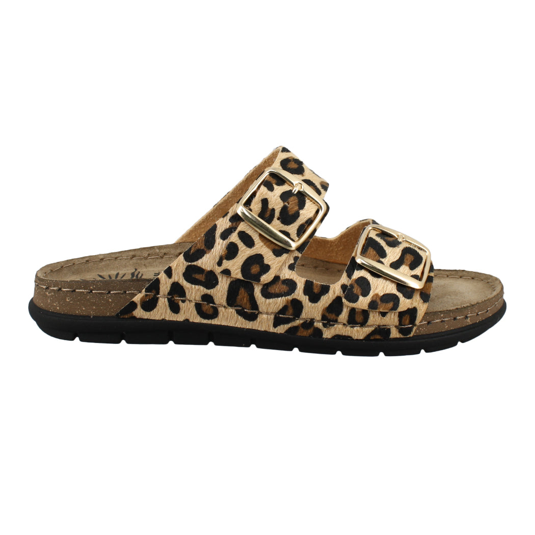 SUNNY SANDALS 51.SIENNA-50302 Λέοπάρ Δερμάτινο Σανδάλι Γυναικείο Με 2 Τοκάδες