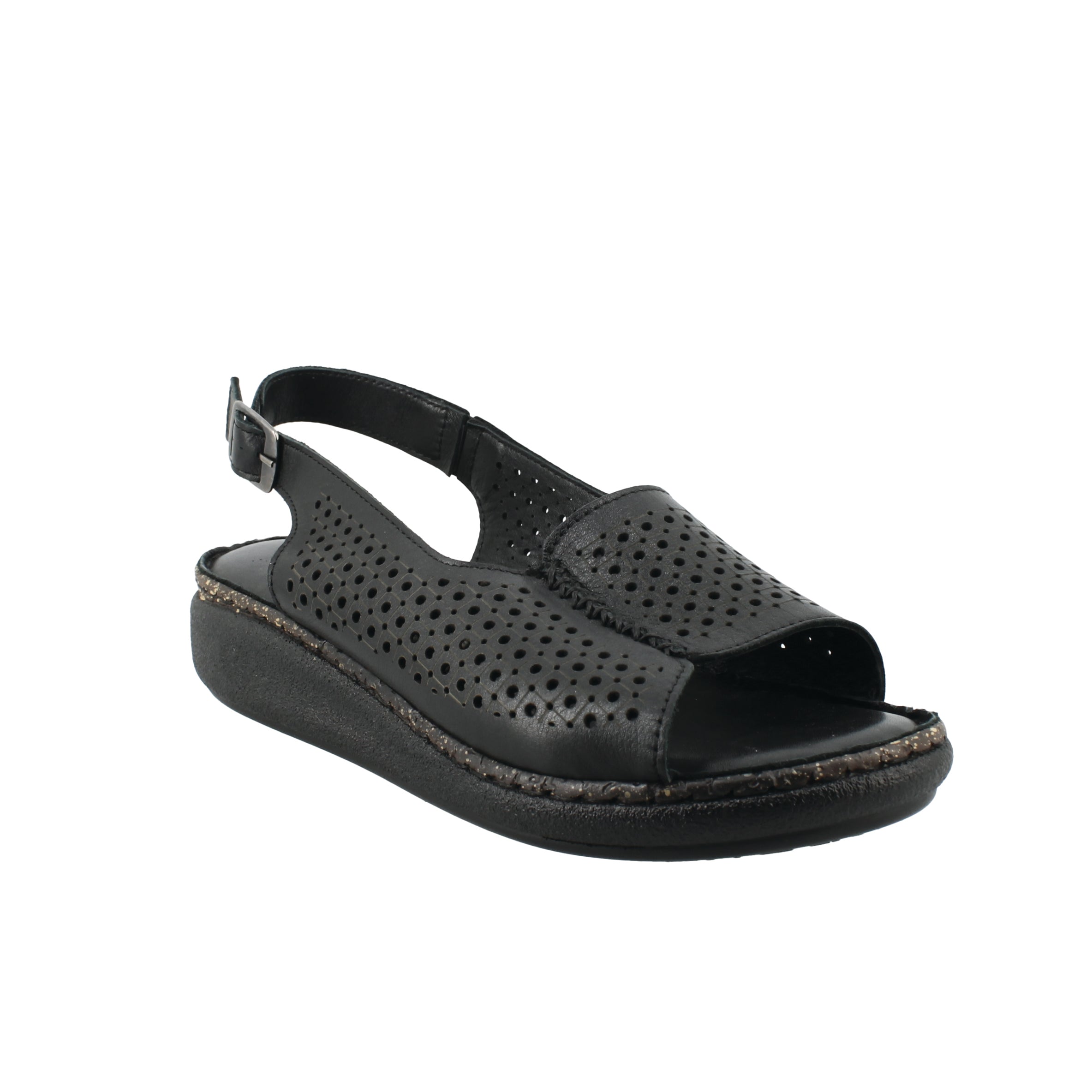MANLISA 56.S496-322 Μαύρο Δερμάτινο Πέδιλο Γυναικείο