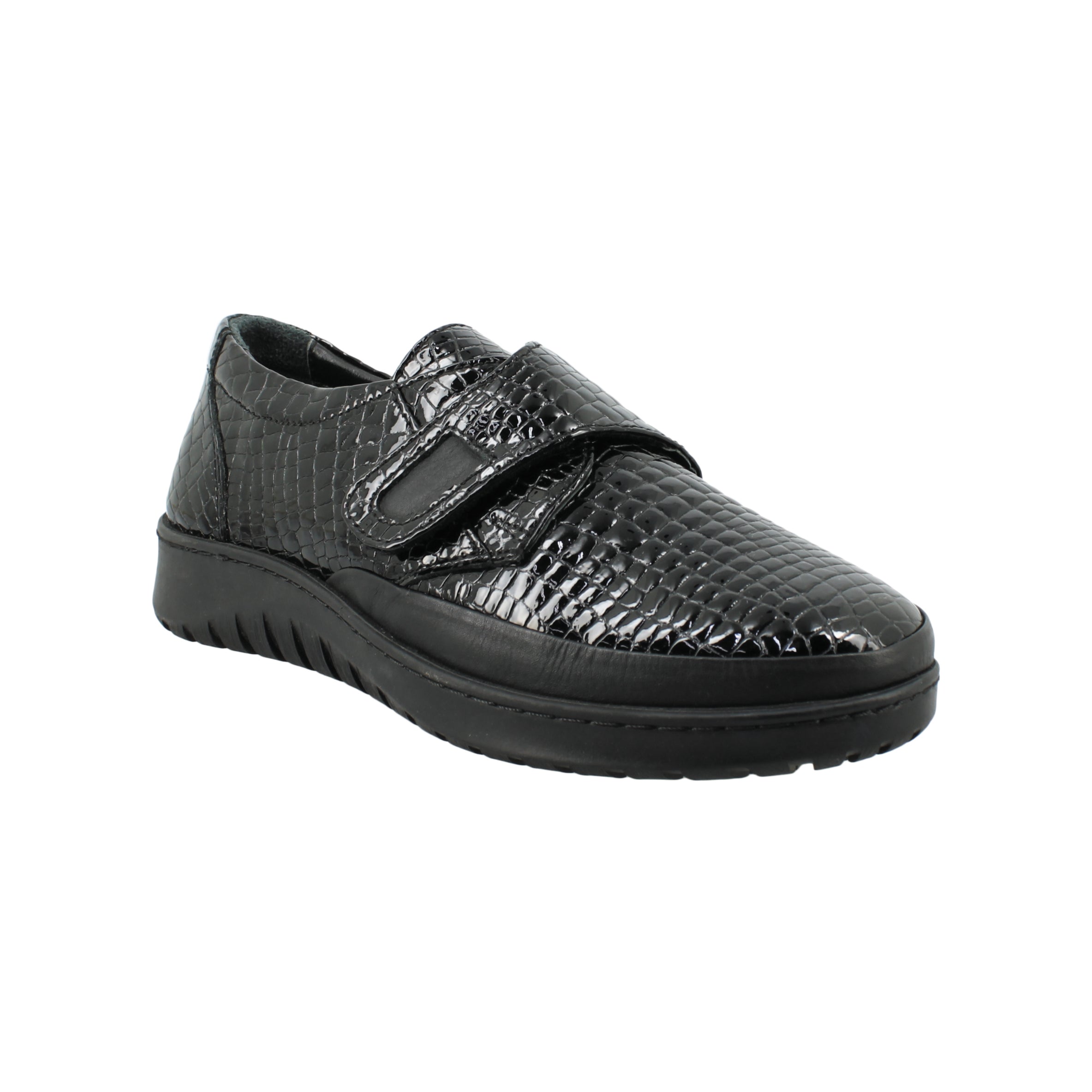 56.W205-7504 Μαύρο Δερμάτινο Γυναικέιο Sneaker Με Animal Print