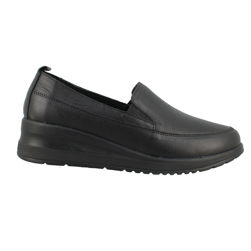 MANLISA 56.W5118-45011 Μαύρο Δερμάτινο Μοκασίνι Γυναικείο