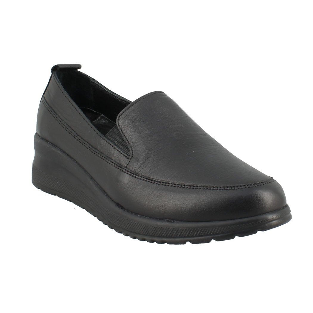 MANLISA 56.W5118-45011 Μαύρο Δερμάτινο Μοκασίνι Γυναικείο