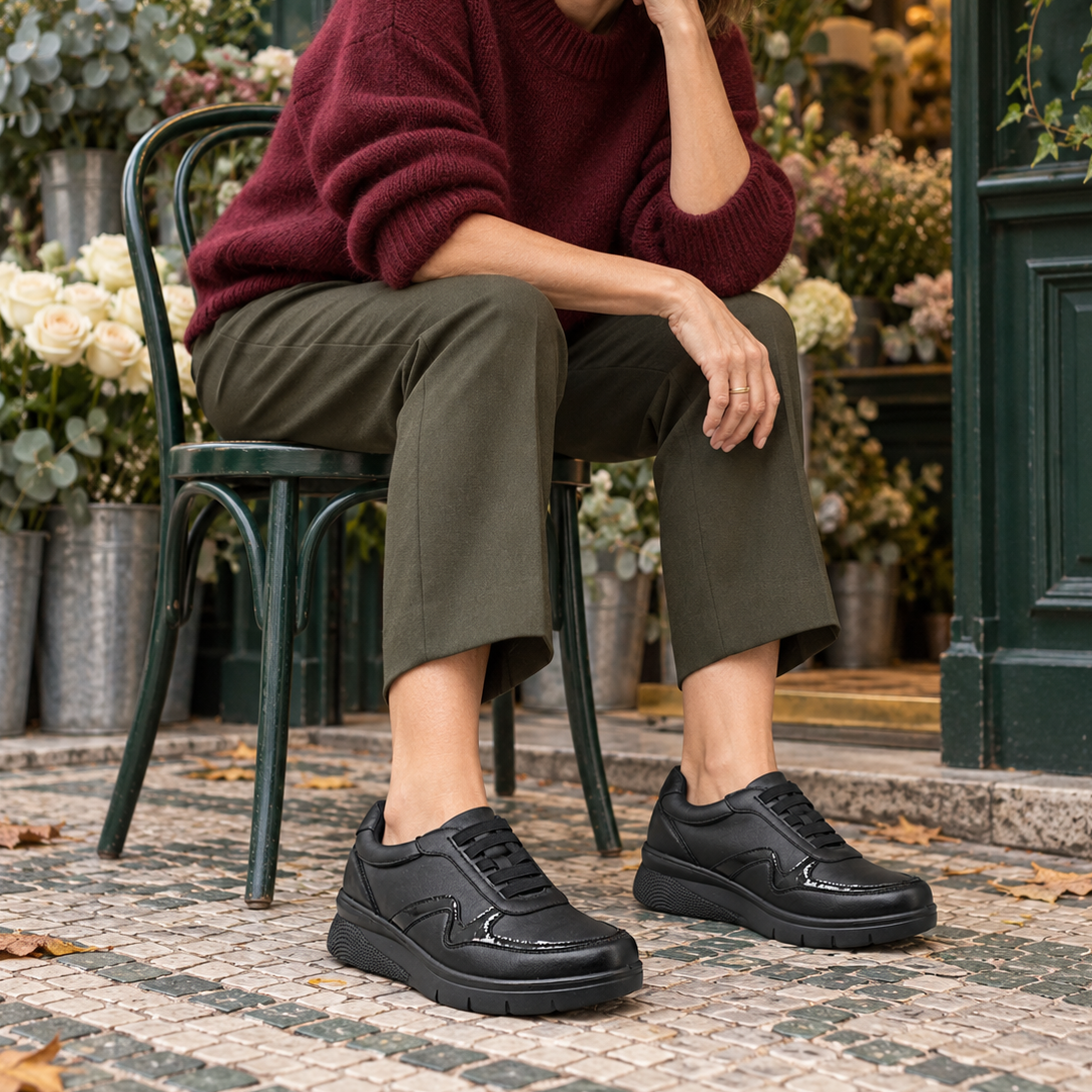 ANTRIN SOFT 73.SANDRA-205 Μαύρα Γυναικεία Sneakers Με Λάστιχο
