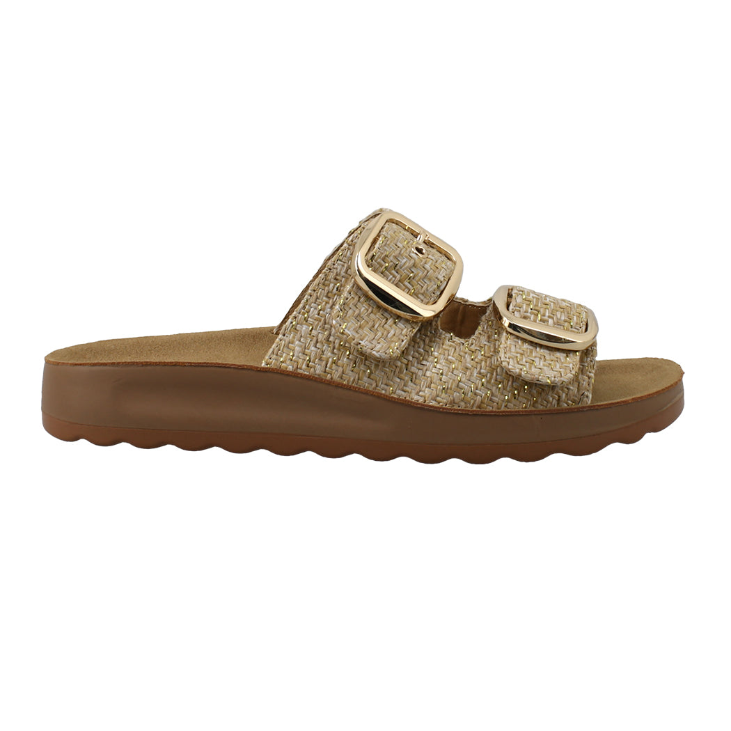 ANTRIN 79.CORALINE-200 Μπεζ Σανδάλια Με Δύο Τοκάδες