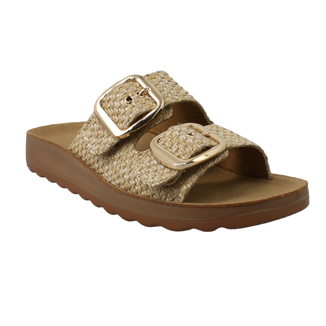 ANTRIN 79.CORALINE-200 Μπεζ Σανδάλια Με Δύο Τοκάδες