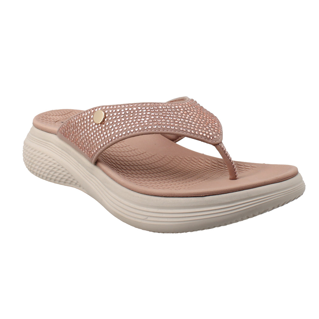 ANTRIN SOFT 81.GUAVA-200 Ροζ Γυναικείο Δίχαλο Σανδάλι με Στρασάκια