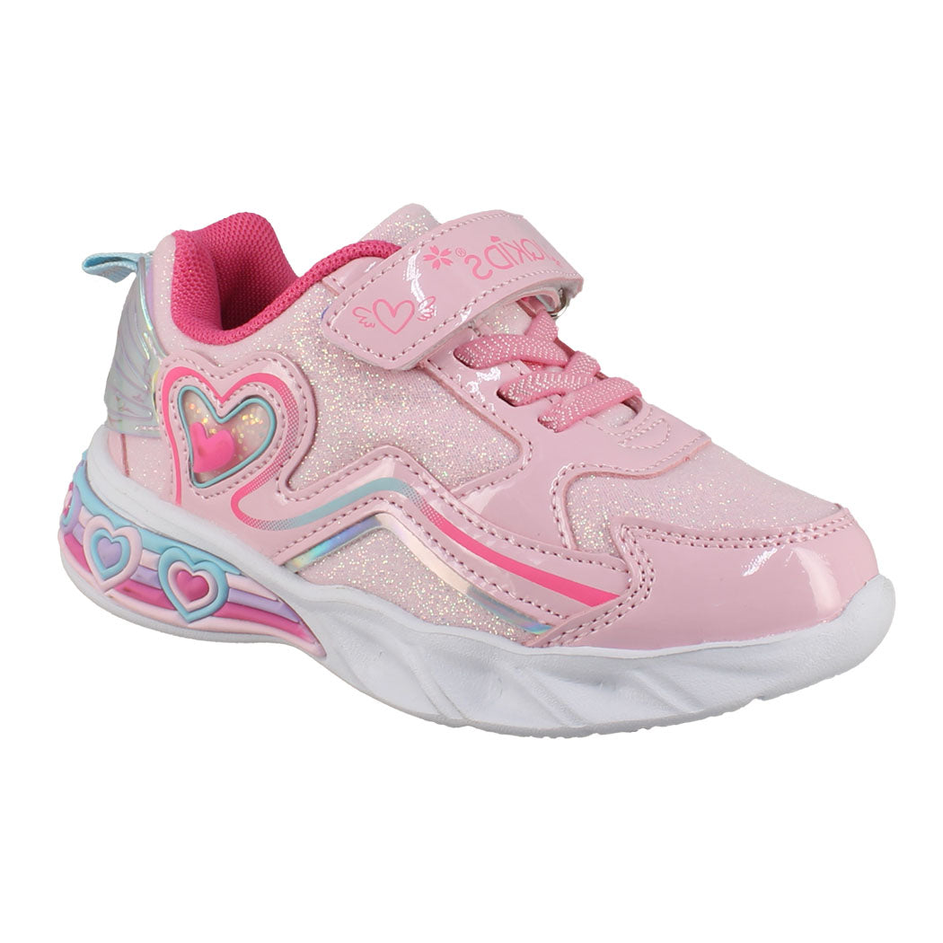 IQKIDS 92.ANGELICA-195 Ροζ Αθλητικό Με Φωτάκια Και Δερμάτινο Πάτο Για Κορίτσια