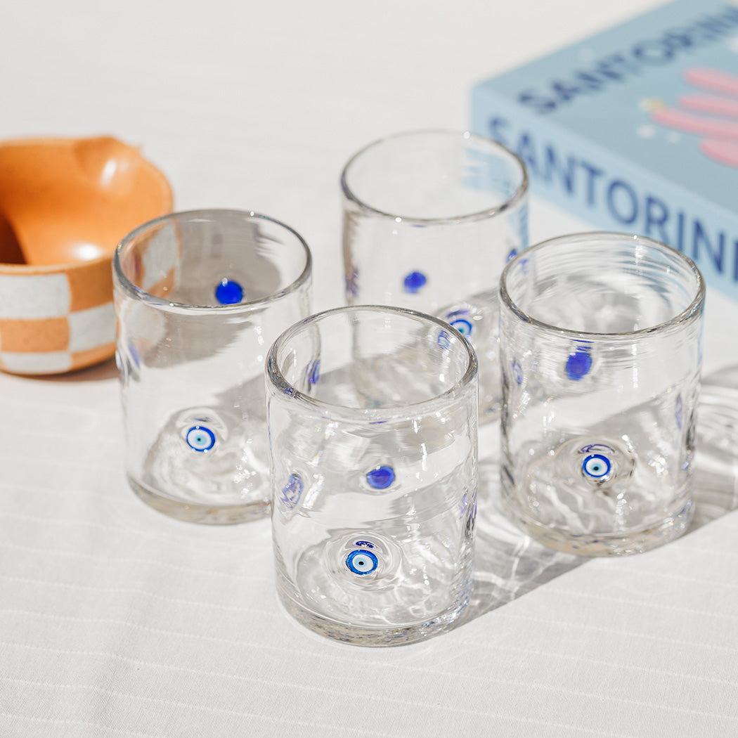 KOART| Azura Σετ 4 Γυάλινα Ποτήρια με Σχέδιο Μάτι 420ml