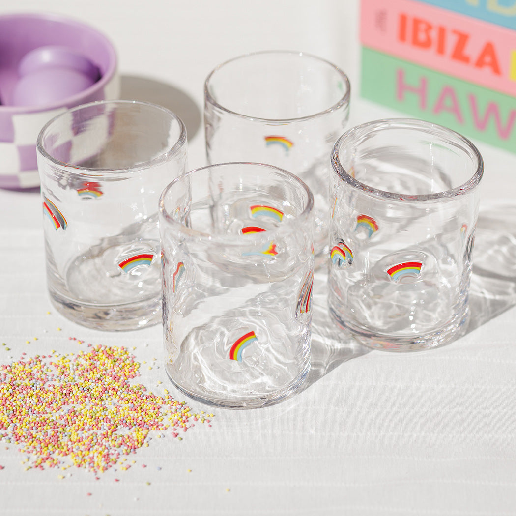 KOART| Chroma Σετ 4 Γυάλινα Ποτήρια με Σχέδιο Ουράνιο Τόξο 420ml
