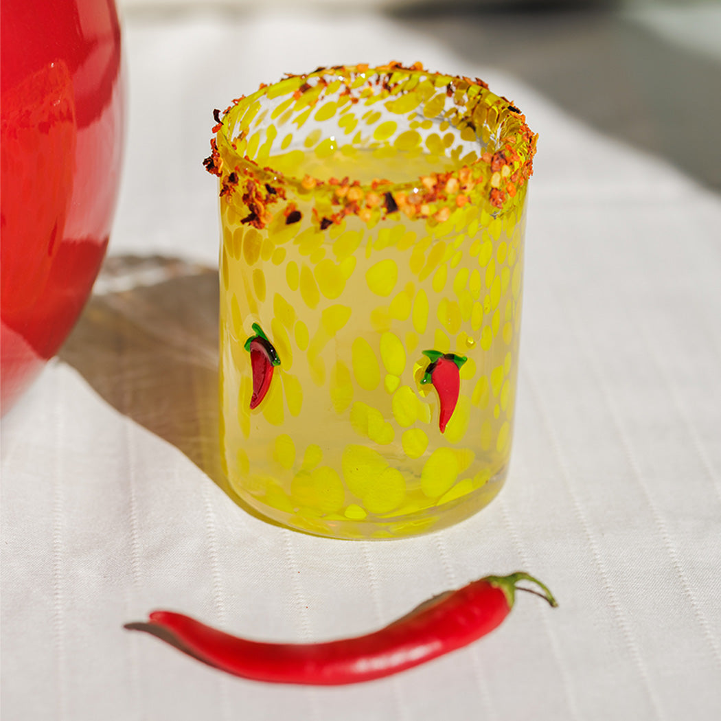 KOART| Flama Σετ 4 Γυάλινα Ποτήρια με Σχέδιο Πιπεριά 420ml