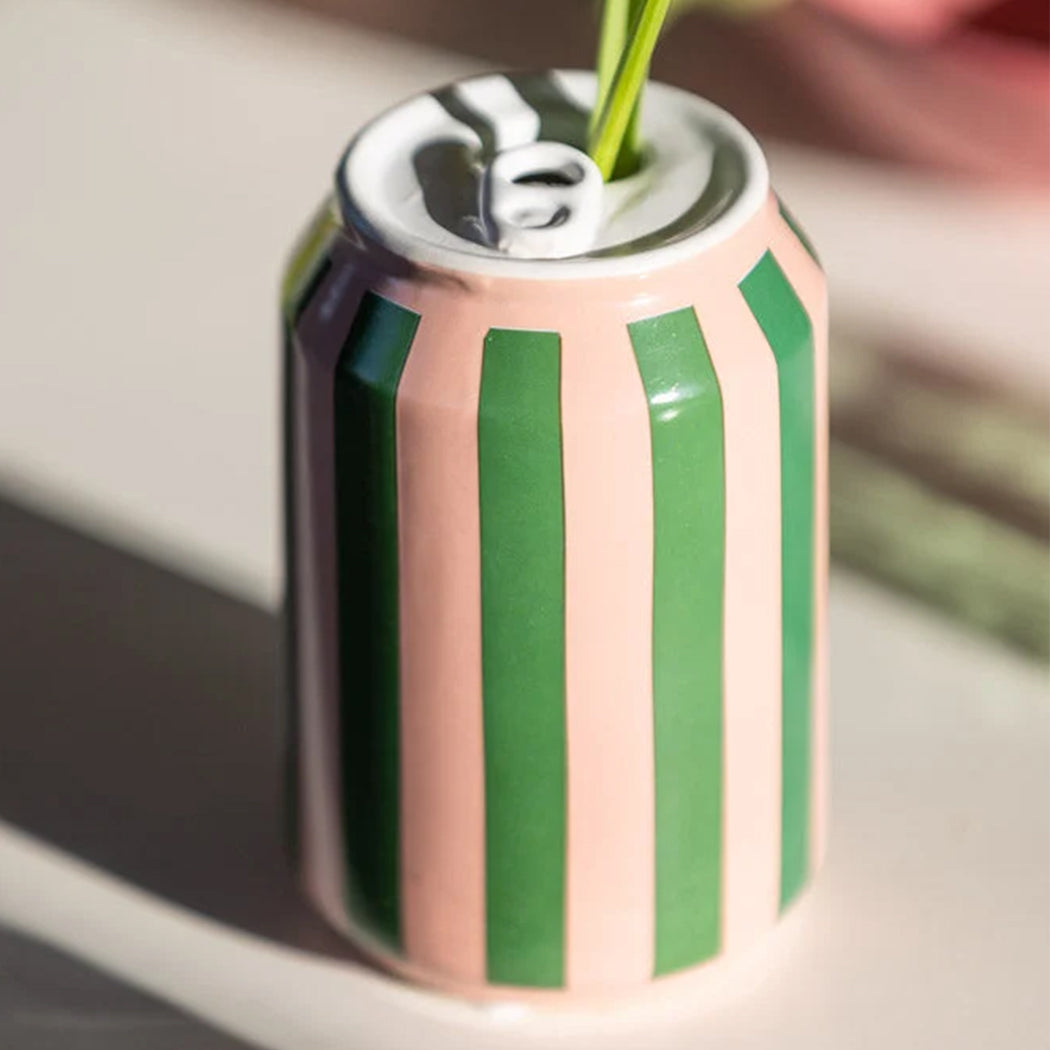 KOART|1.KAL-4133 Κεραμικό Διακοσμητικό Βάζο Κουτάκι Lemonade Ριγέ 7X7X11 cm