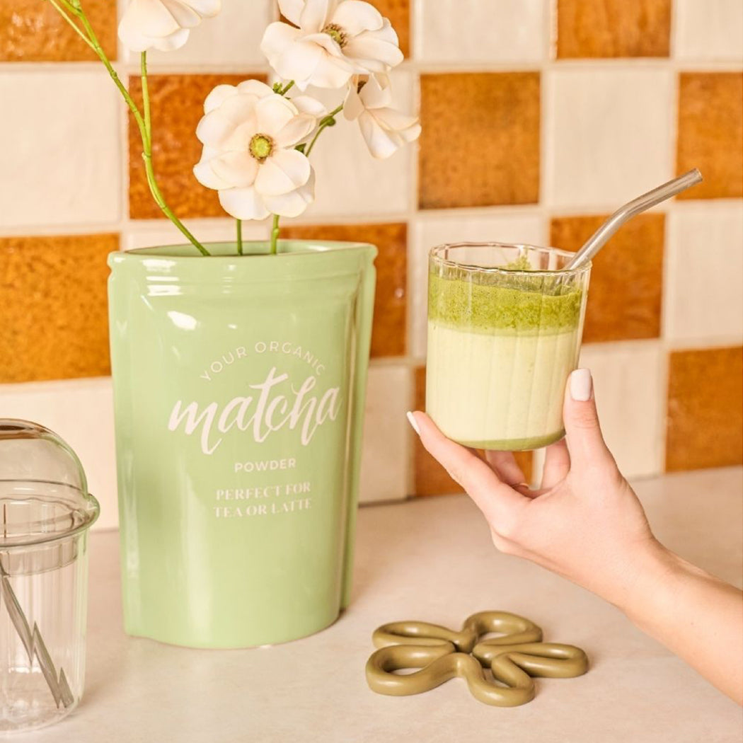 KOART|1.KAL-7600 Κεραμικό Διακοσμητικό Βάζο Matcha 16X9X23 cm