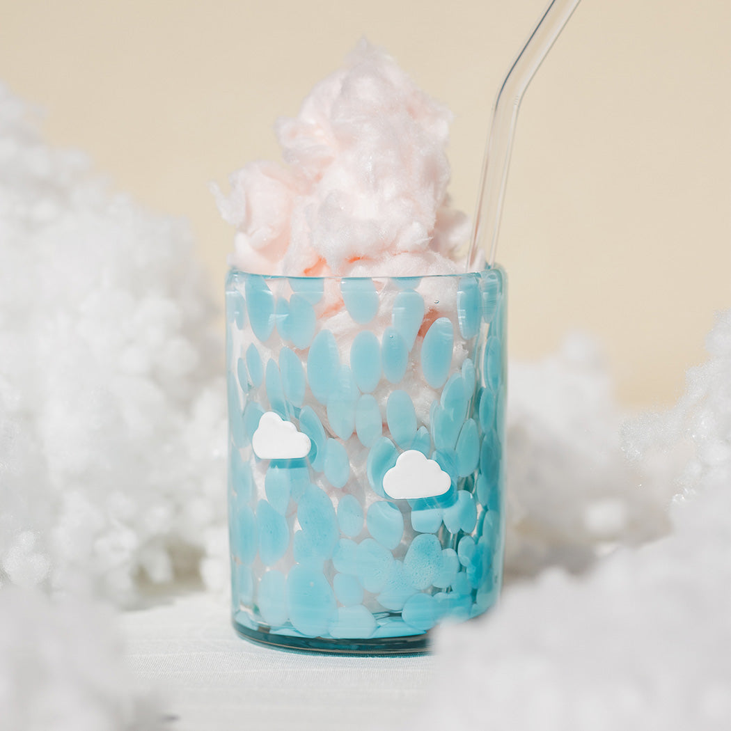 KOART| Nefi Σετ 4 Γαλάζια Γυάλινα Ποτήρια με Σχέδιο Σύννεφο 420ml