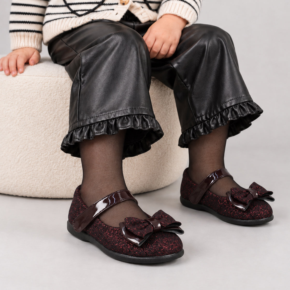 IQKIDS 53.ABEBA-195 Μπορντό Μπαλαρίνα Με Γκλίτερ Για Κορίτσια