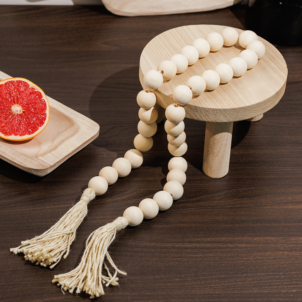 KOART| Kleo Διακοσμητικό αντικείμενο με ξύλινη χάντρα τύπου κομπολόι σε μπεζ χρώμα 121 εκ