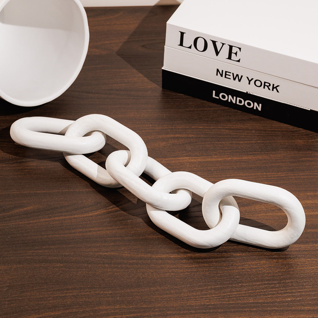 KOART| Luna διακοσμητική ξύλινη αλυσίδα σε λευκό χρώμα 53 εκ.