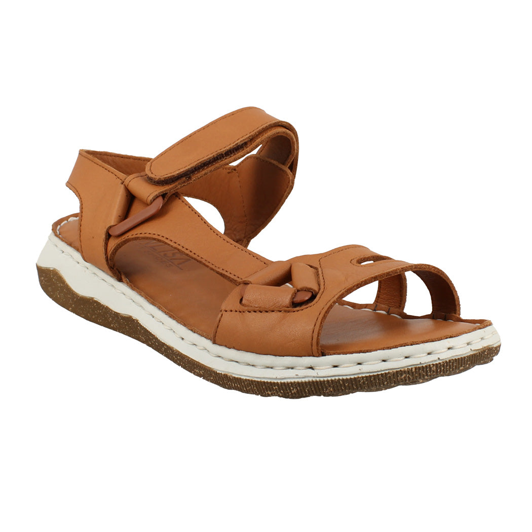 MANLISA 56.S354-975 Κάμελ Δερμάτινο Πέδιλο Γυναικείο Με Αυτοκόλητο Κούμπωμα