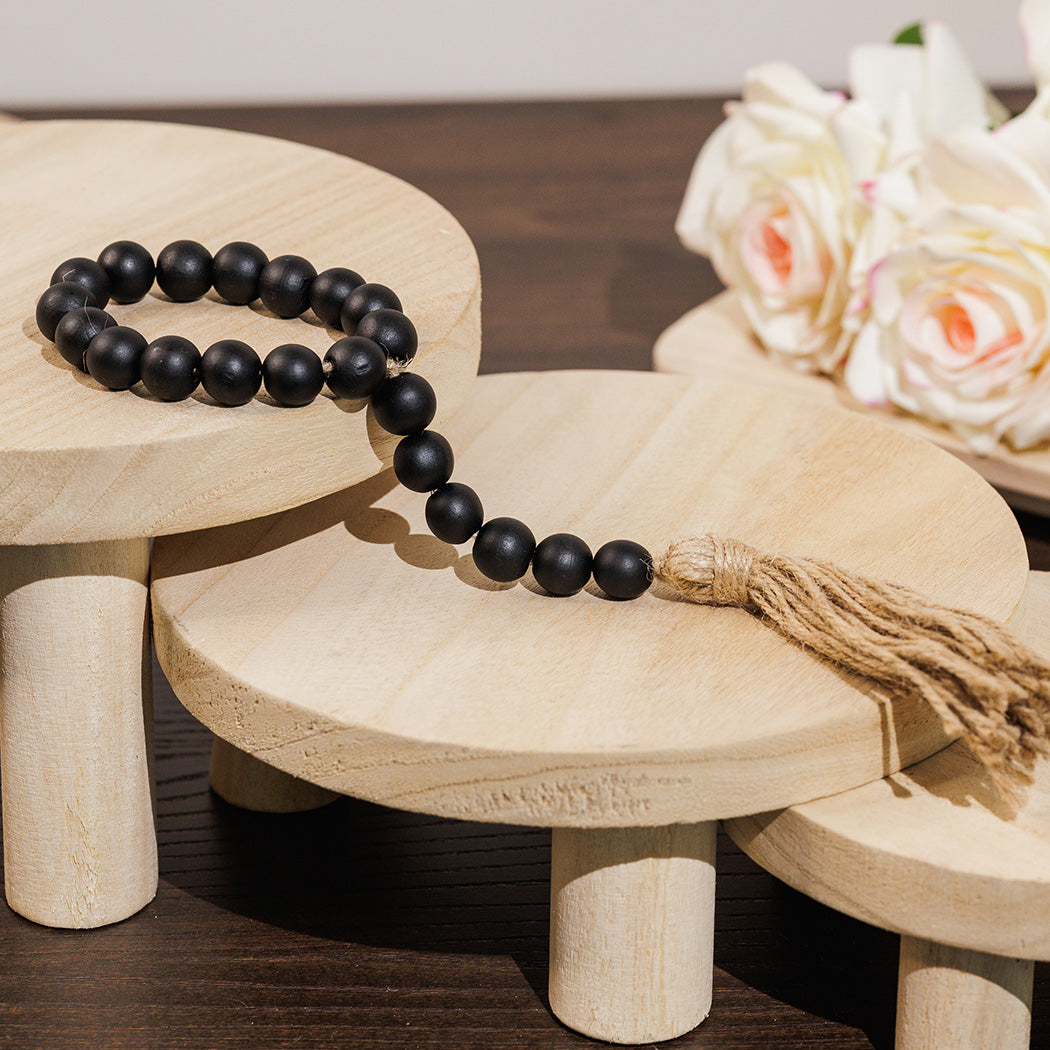 KOART| Sira μικρό διακοσμητικό αντικείμενο με ξύλινες χάντρες τύπου κομπολόι σε μαύρο χρώμα εκ